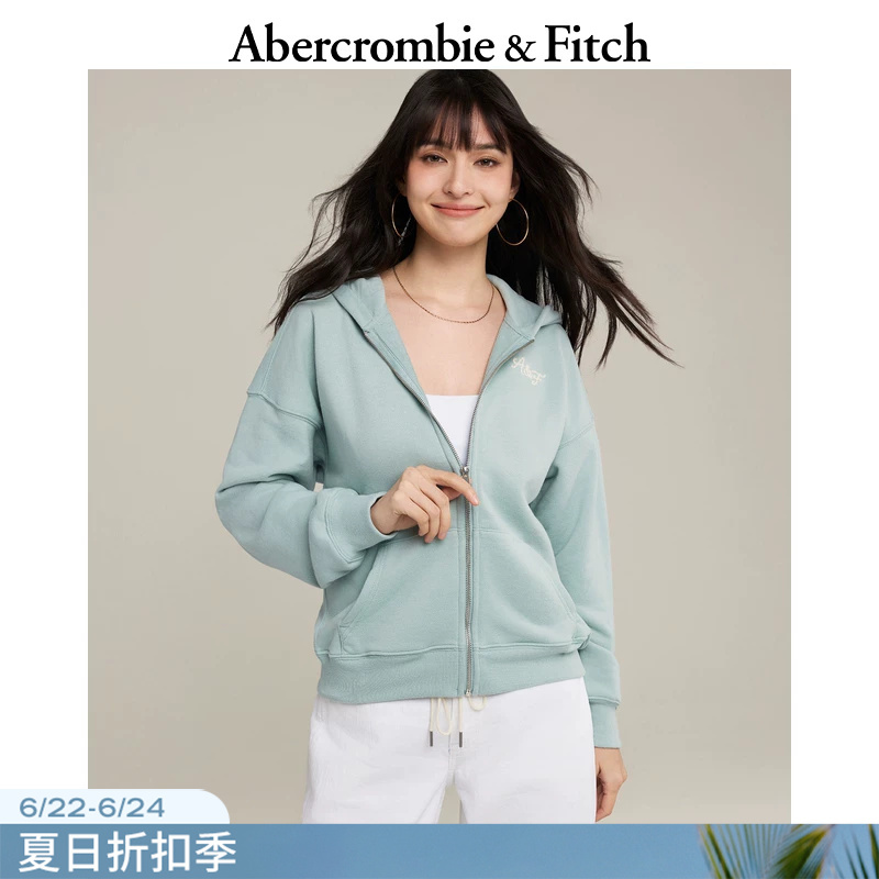 Af Red Multi-Color Logo Terry Cloth Hooded Cardigan Sweatshirt Jacket 26 Spring and Summer Women's Clothing 152-6234