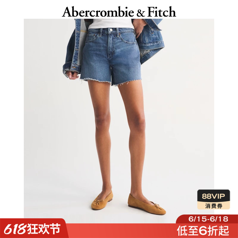 Af American Retro High-Waisted Straight-Leg Washed Denim Shorts with Raw Edge Design 26 Spring/Summer Women's Clothing 149-6172 Af American Retro High-Waisted Straight-Leg Washed Denim Shorts with Raw Edge Design 26 Spring/Summer Women's Clothing 149-6172