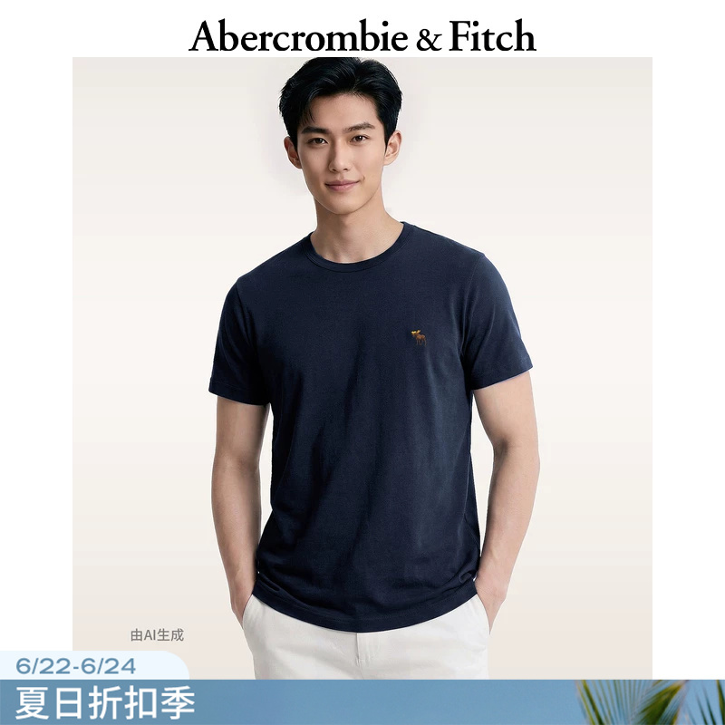 Af Classic Little Elk Pattern Couple's Soft Pure Cotton Short-Sleeved T-Shirt Top 26 Spring and Summer Men's Clothing 124-6014