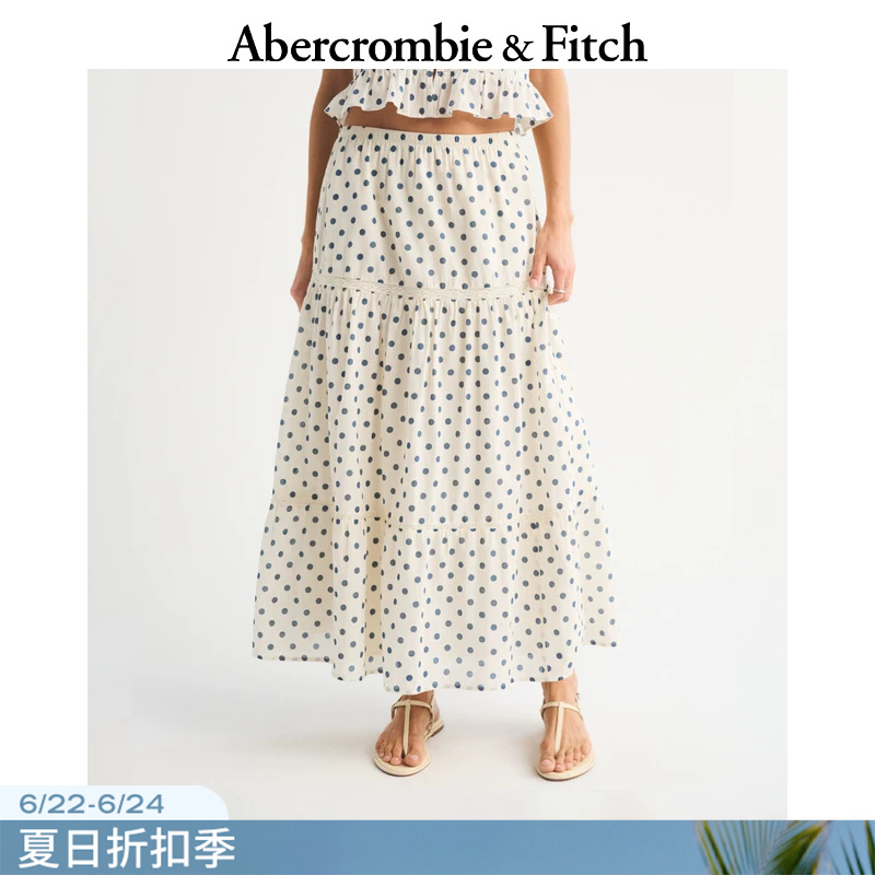 Af Bohemian Resort Style Polka Dot Cotton Lace Half-Length Umbrella Skirt Long Skirt 26 Spring and Summer Women's Clothing 143-6193