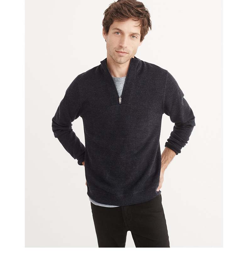 Cuối mùa giải đặc biệt của người đàn ông Abercrombie & Fitch len nửa zip áo len 173894 AF áo sơ mi nam hàng hiệu