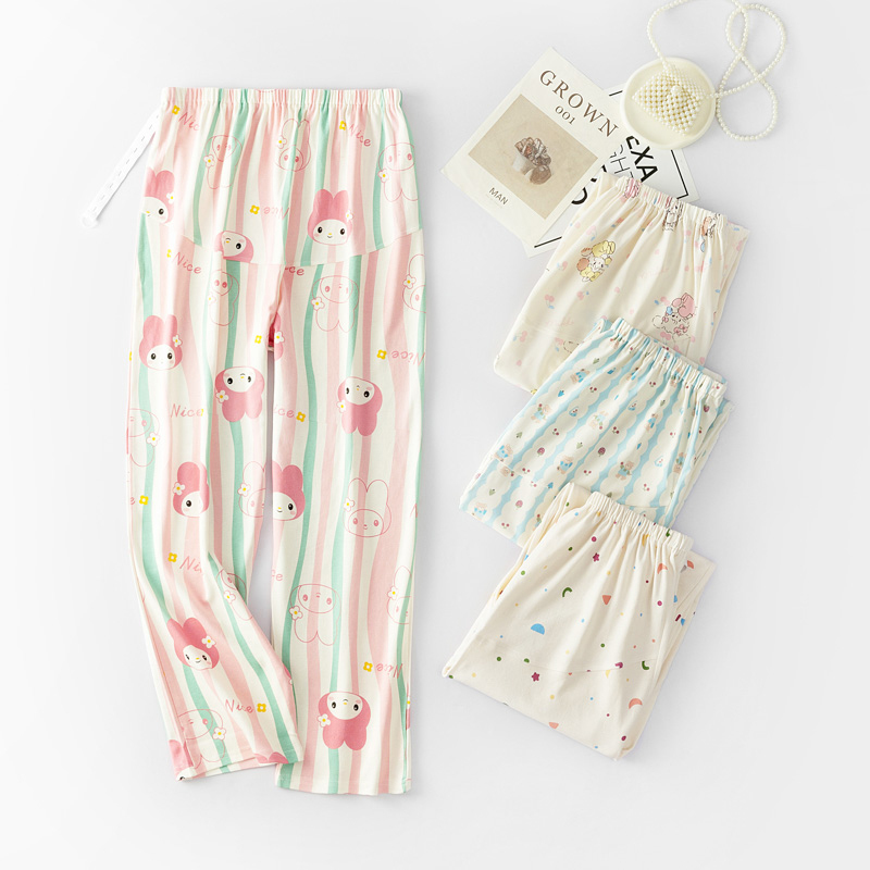 Pure Cotton Maternity Pajama Pants for Spring and Autumn, Postpartum Belly Support Pants That Do Not Tighten the Belly, Adjustable, Can Be Worn Outside, Home Pants