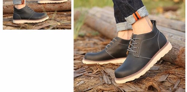 Giày cao cổ nam Martin boot mùa thu phiên bản Hàn Quốc của xu hướng giày cao cổ nam Giày gió Anh hoang dã với sự trợ giúp của dụng cụ ủng giầy da cao cổ