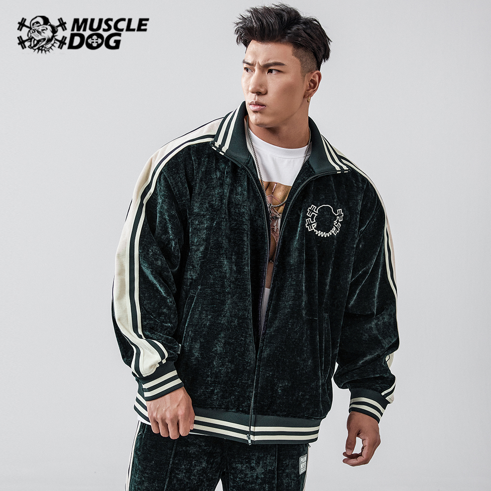 Muscle Dog Snowy Neil Sports Suit Man Boomer Loose Warm Jacket Easy Beam Feet Training Fitness Long Pants