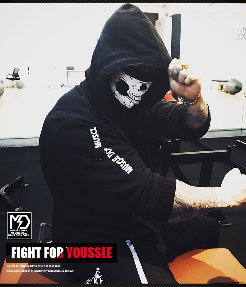 Muscledog Cơ Bắp Dog Dài Tay Áo T-Shirt Nam Triều Thương Hiệu Thể Thao và Giải Trí Tập Thể Dục Đào Tạo Áo Len Trùm Đầu Áo Thun sweater nam