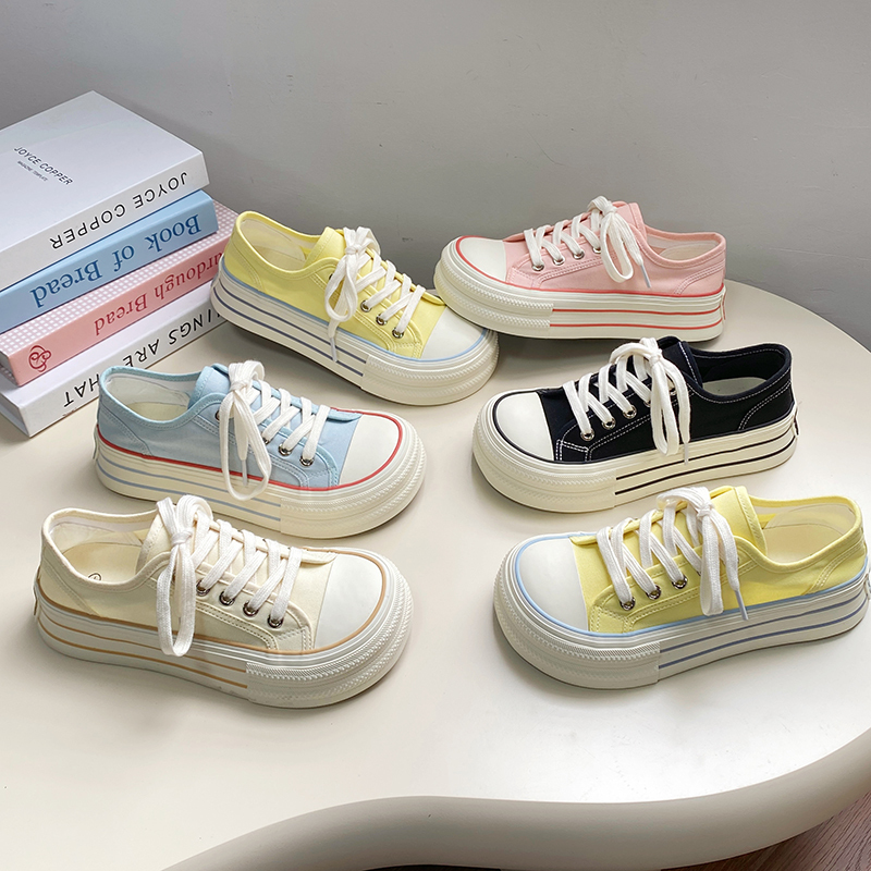 Summer Hot-Selling Thick-Soled Mango-Toe Canvas Shoes for Women, 2026 New Popular Style, Large-Toe Thin Breathable Soft-Soled Sneakers