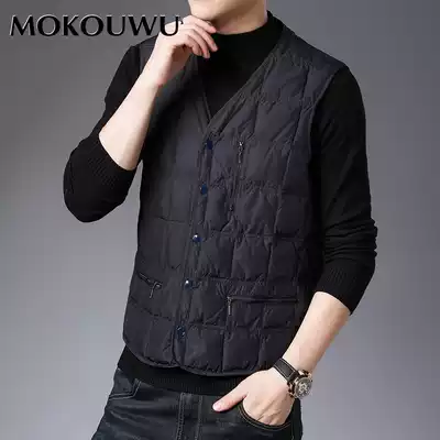 Mengkou Wing 2019 Winter New down vest men men Middle-aged and elderly men warm vest cold-proof waistcoat