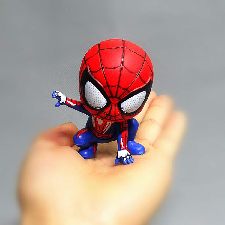 Marvel Cartoon Movie Figurine Model Bobblehead Spider-Man Car Ornament Car Interior Decoration Doll Cute and Glowing