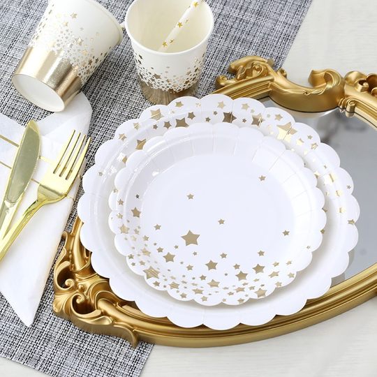 野餐餐具一次性餐盘烧烤水果盘生日蛋糕盘子派对布置装饰纸盘套餐