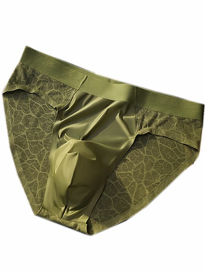 Trendy High-Quality Men's Briefs, Young Men's Lace Ice Silk Seamless Breathable Trendy Personalized Shorts