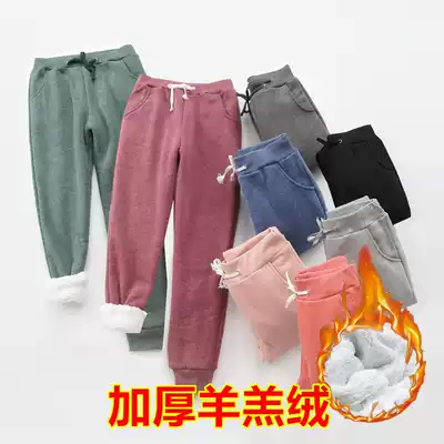 Winter new velvet sweatpants women's lamb velvet padded little feet pants casual trousers slim Harlem pants women's pants