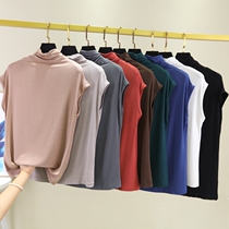 Sleeveless high neck base shirt female spring and summer new modal size T-shirt Slim inside Slim half high neck vest