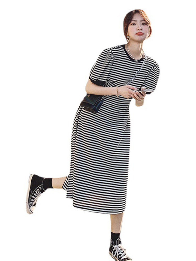 Summer brace, T-shirt dress, french style, drawstring Summer brace, T-shirt dress, french style, drawstring