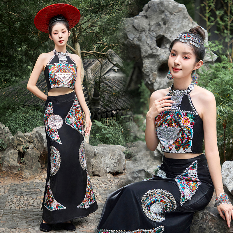 New Dai Ethnic Clothing, Hani, Dong, Wa Ethnic Costumes, Minority Women's Clothing, Yunnan and Guizhou Travel Photography Set
