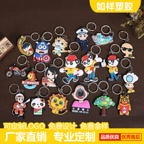 Key button custom advertising crafts rubber hanging parts custom cartoon PVC soft rubber key buckle customization