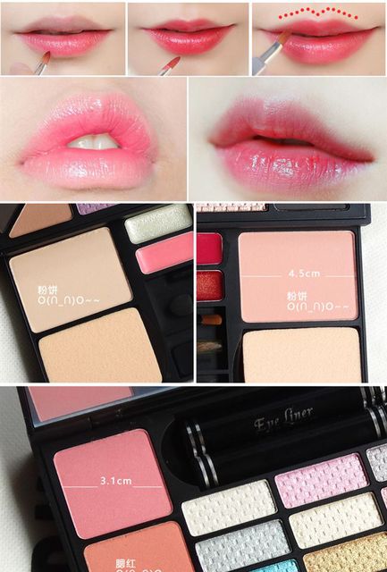 New Dynamic Makeup Dish Bút kẻ mắt Mascara Phấn mắt Son môi Red Red Powder Powder Beauty Makeup Set - Bộ sưu tập trang điểm bảng mắt romand