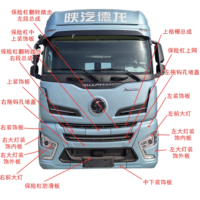 Suitable for Shaanxi Automobile Delong X6000 Bumper Headlight Frame Decorative Panel Front Headlight Anti-Skid Plate Grille Original Parts