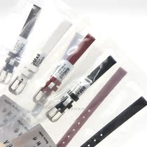 Gloss thin leather strap leather plain pin buckle waterproof belt watch accessories men's and women's watch chain 8 10mm