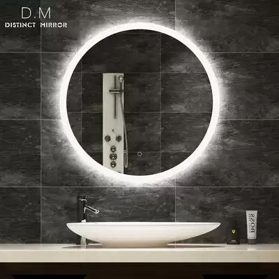 European-style smart bathroom mirror with light round wall-mounted LED makeup toilet hand washing powder room anti-fog luminous mirror