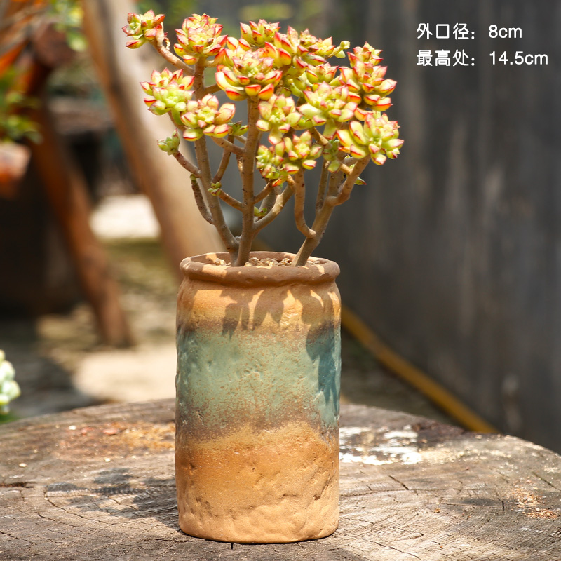 Restore ancient ways more meat plant flowerpot more than creative ceramic contracted character coarse pottery flowerpot large - diameter old running high pot