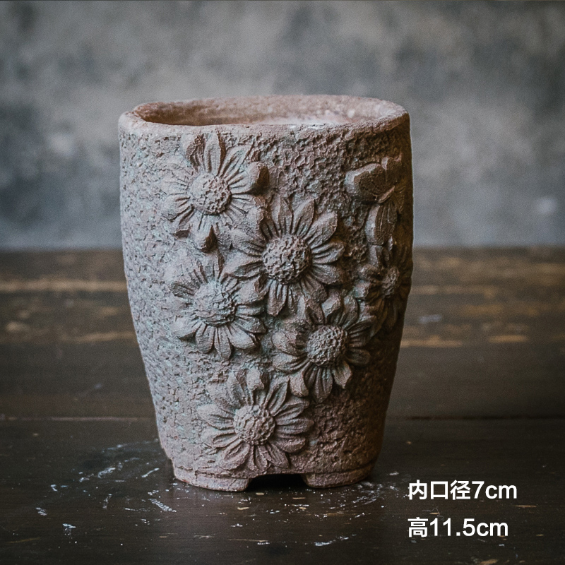 Creative fleshy flowerpot retro big flowerpot of large diameter from running, fleshy ceramic flower pot old running the pockets pottery basin