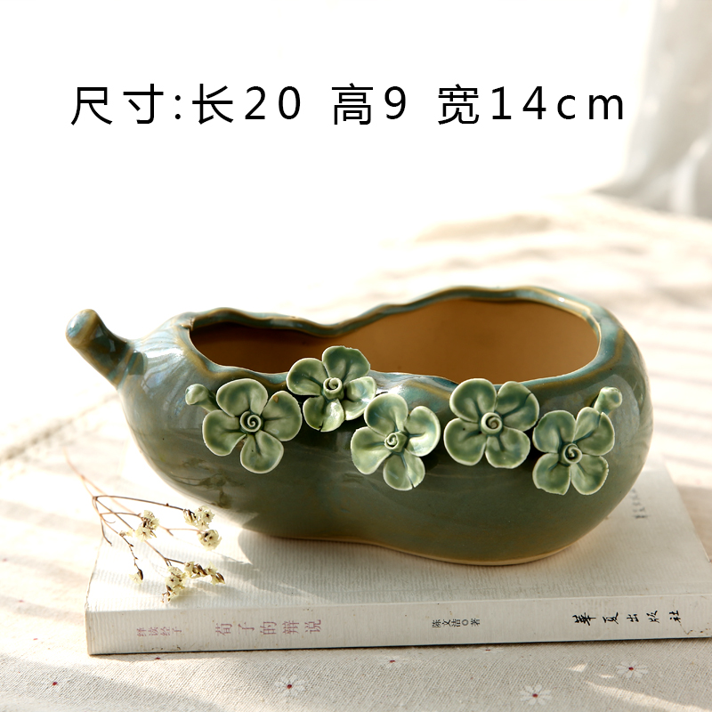 Teng Yang hand - made Korean pinch flower small old running the coarse pottery flowerpot more meat checking ceramic contracted sale clearance flowerpot