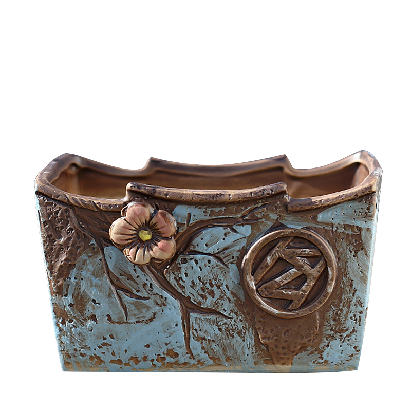 Korean hand - made fleshy flowerpot rectangle large caliber creative move coarse pottery breathable northern wind ceramic wholesale