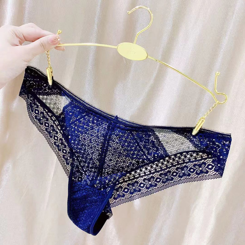 Outside Shan Home Youth Speed Dry Lace Triangle Pants Low Waist White Sexy Hollowed-out Perspective Temptation Big Size Underpants Women