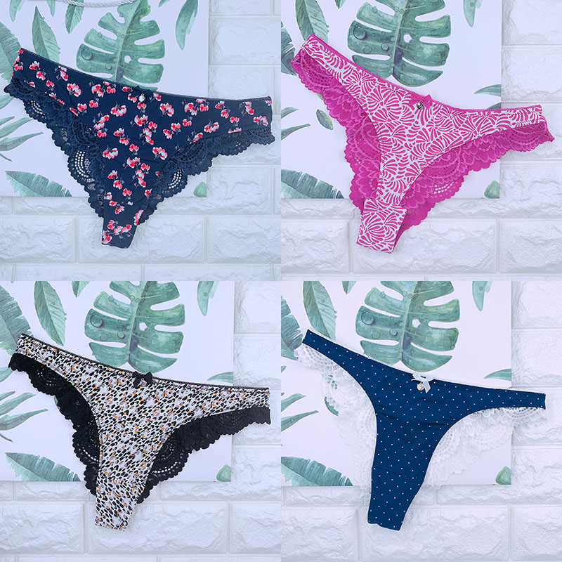 Half-pack hip underpants Women and America narrow and large size Fat Sexy Transparent Seductive Crotch Pure Cotton Low Waist No Scarring Lace Triangle