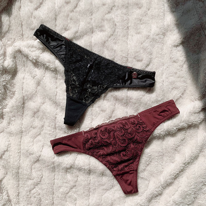 Tinword pants female lace big size black tingle with no trace of seductive seductive wine red small inner outlet French E Home Underpants