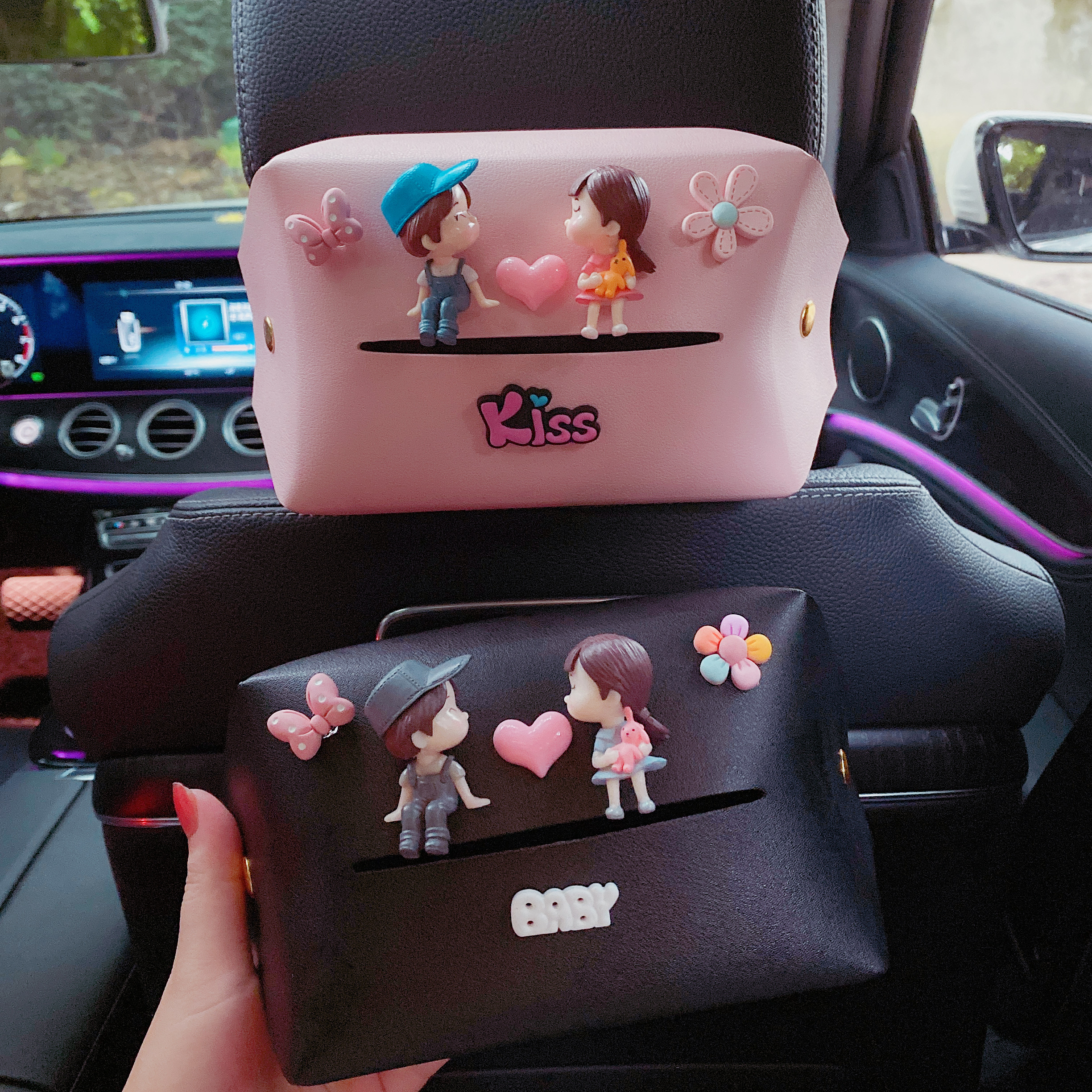 Couple women's creative tissue box cars for car mounted pulp box sleeve adorable car supplies
