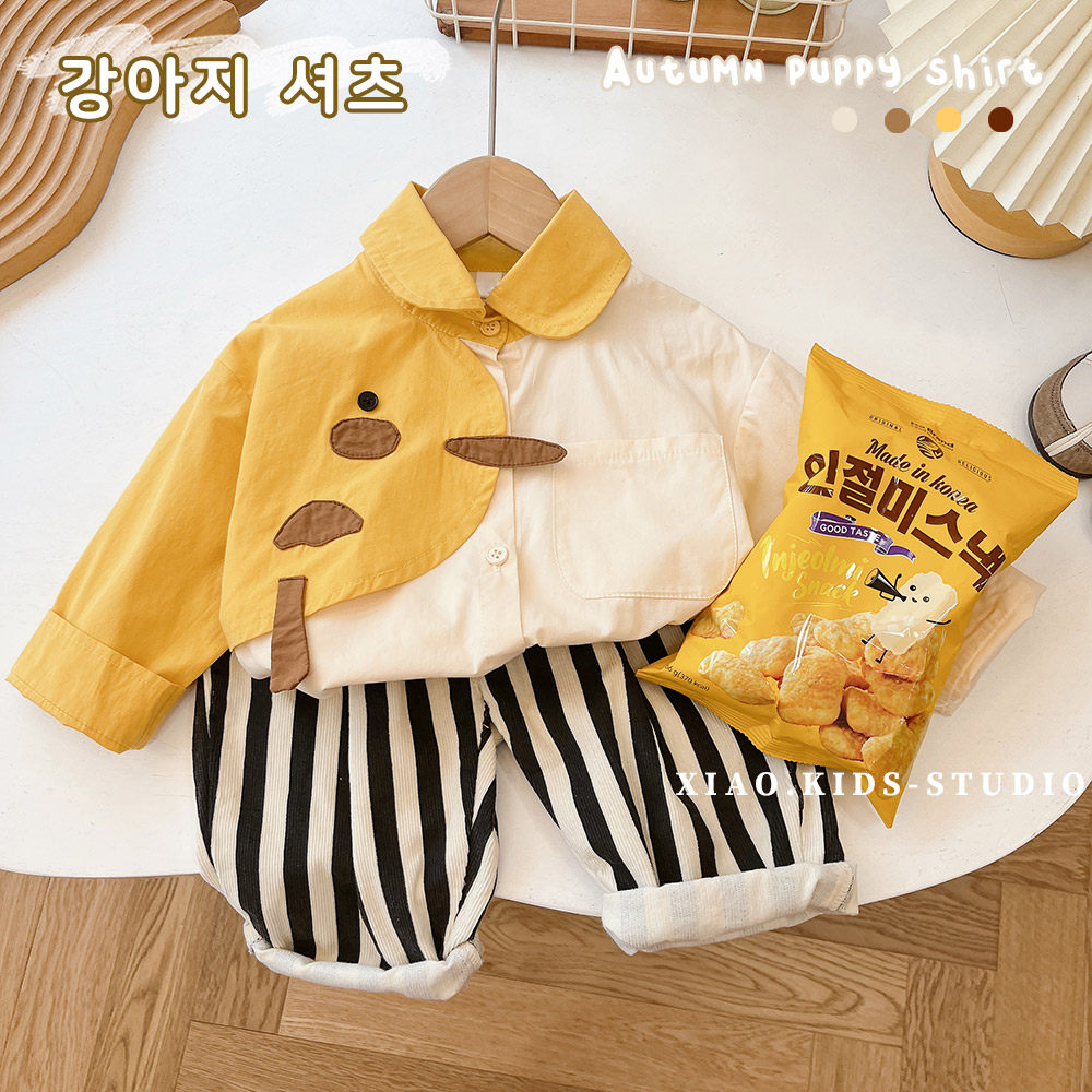 Cute ~ children's personality AB face duckling long-sleeved shirt autumn clothes boys autumn clothes baby shirt tops spring and autumn