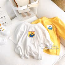 Childrens short-sleeved T-shirt Mens and womens childrens solid color wild half-sleeved T-shirt 2020 summer Western style loose inner T tide ins wind