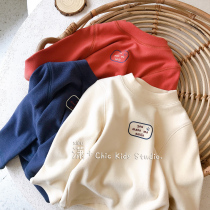 Childrens bottoming shirt mens and womens 2020 autumn new Korean version of solid color semi-high-neck sweater with long-sleeved t-shirt soft