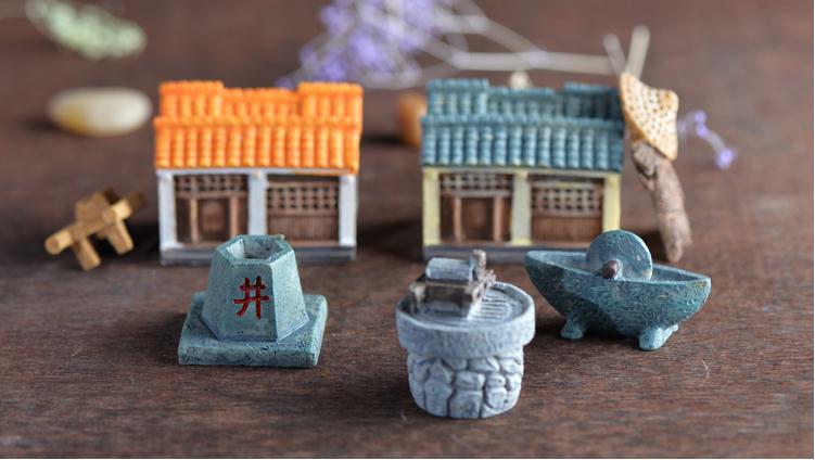 Retro hoài cổ trang trại công cụ sản xuất trang trại đá nhà máy giỏ tre vi cảnh quan trang trí cảnh quan thịt trang trí cảnh quan - Trang trí nội thất thiết kế spa mini tại nhà