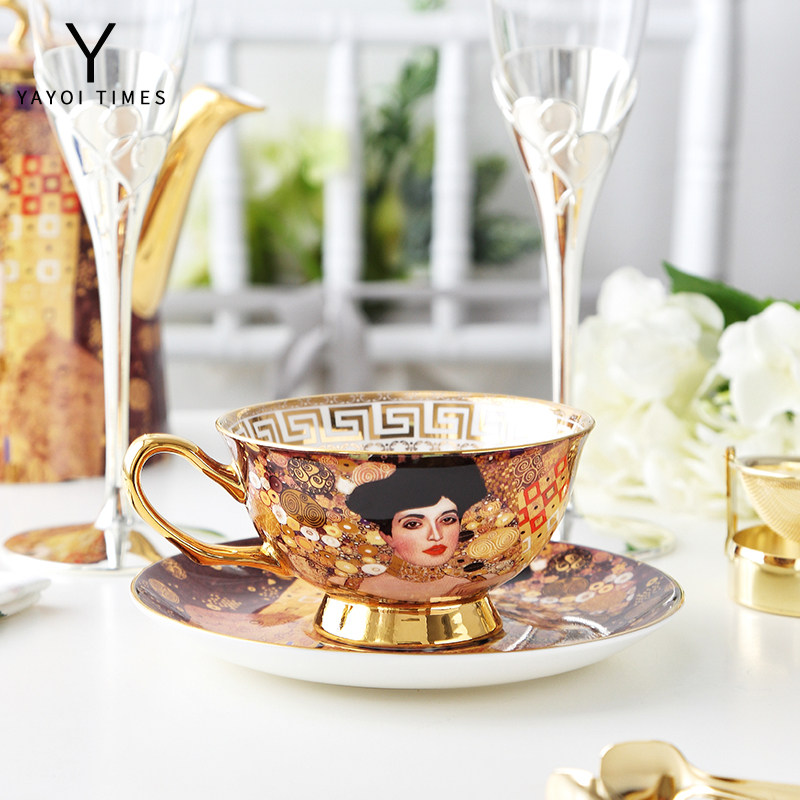 Yayoi era Mrs Bauer bone China coffee cup European cup and saucer set Household simple afternoon tea flower tea teacup