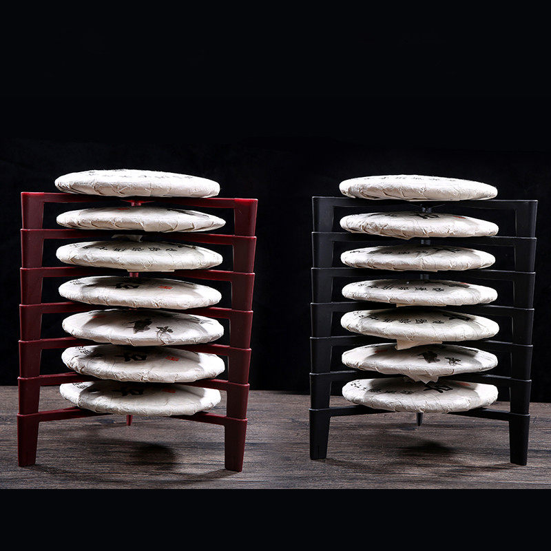Pu'er tea cake rack put tea shelf home multi-layer tea cake display rack dust-proof plastic shelf tea accessories