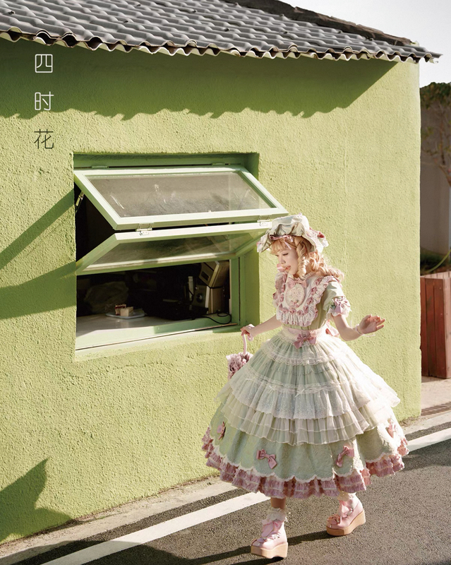 【Brand New】Yanglan Four Seasons Flower *Tencel* Cotton Version *Op* Hat Apron Pink Green Blue Yellow Gray White