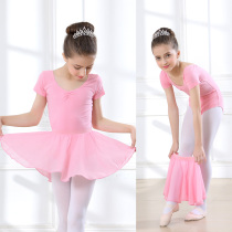 Dance clothes for children womens summer short-sleeved suit suit cotton ballet grade Chinese split body suit children
