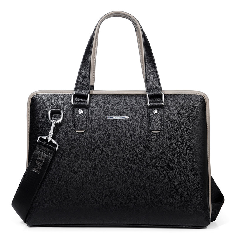 Men's leather men's high-end one-shoulder messenger bag business documents briefcase simple large-capacity computer handbag