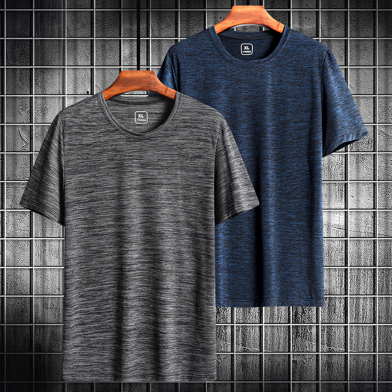 Summer slim fit speed dry short sleeve man T-shirt round collar running fitness large size for men's breathable quick dry clothes sports T-shirt
