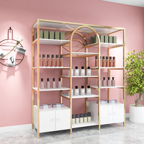 Light luxury beauty salon shelf cosmetics display cabinet hand display cabinet nail shop rack barber shop display rack