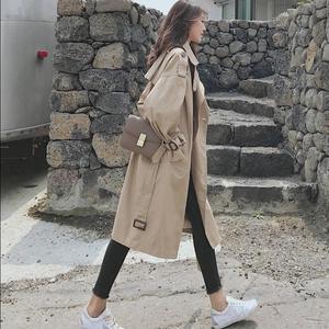 风衣女中长款韩版2019新款春秋大码女装装宽松长款过膝女装外套秋