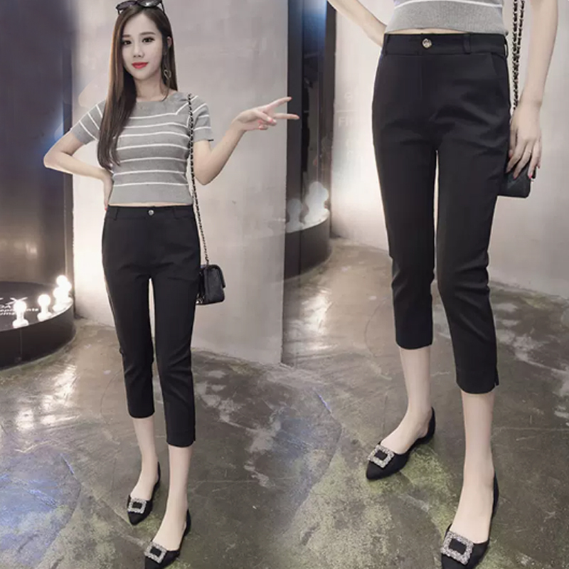 Black Suit Pants for Women, Cropped Pants, Summer Thin Style, Eight-Point Length, Petite Pencil Pants, New Slim-Fit Casual Nine-Point Pants