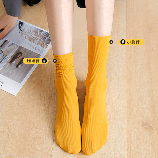 Bingbing socks summer's women's summer socks mid-calf socks ins trendy black and white silk stockings velvet summer pile socks