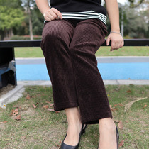 Middle-aged and elderly womens pants autumn trousers mother corduroy pants loose casual pants high waist elastic elastic waist elderly pants