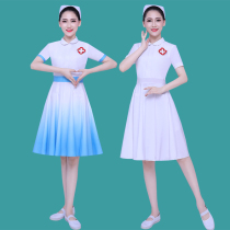 Nurse dance performance suit Slim stretch dress Modern dance performance group dance Elegant female gradient dance suit