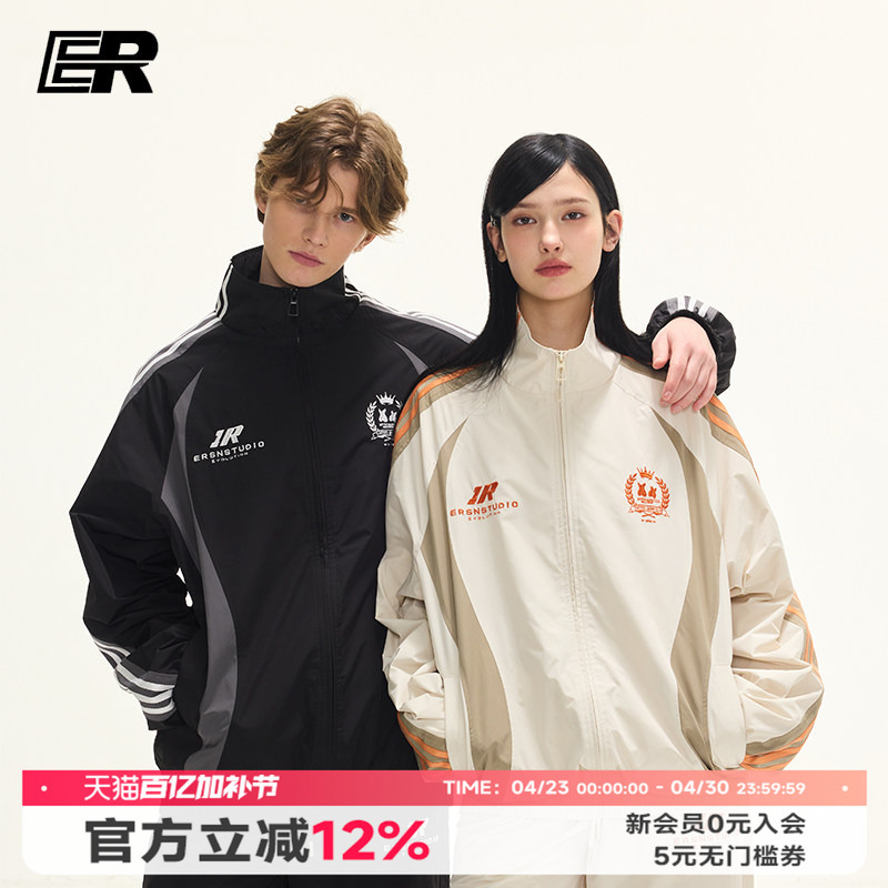 Er King Crown Stand Collar Jacket 2026 Spring and Autumn American Retro Patchwork Couple's Coat Sports Top