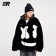 er smile face reversible imitation rabbit fur jacket 2023 winter couple brandy trendy style ແບບດຽວກັນສໍາລັບຜູ້ຊາຍແລະແມ່ຍິງ