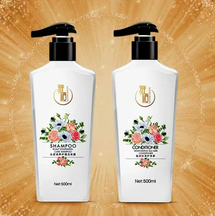 2 bottles of shampoo conditioner male and female washing with large bottle 500 ml press lid and tap shampoo household